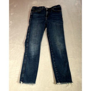Free People We The‎ Free Jeans Womens 31 Blue Denim Raw Hem High Waist Stretch